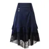 Amazon Retro Falda Larga Lolita para Mujer Falda de Longitud Media Lolita Falda Media para Mujer Falda Oscura Gótica