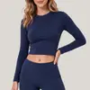 Amazon Europa y América Ropa Deportiva Fitness Camiseta de Manga Larga Transfronterizo Rusia Running al Aire Libre Ciclismo Top Corto Mujer