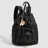 Novo Estilo Transfronteiriço Estilo Japonês Montanhismo ao Ar Livre Caminhada Estilo Coreano Moda Mochila com Cordão Plissada Nylon Mochila Casual