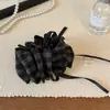 Presilha de Banana Estilo Retrô Xadrez para Mulheres, Grampo de Cabelo de Tecido Nuvem Bolha, Acessório de Cabelo para Trás da Cabeça Outono e Inverno