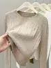 Suéter de Punto Trenzado de Moda con Bordado para Mujer Otoño/Invierno Nuevo Suéter Estilo Coreano Blanco Manga Larga Capa Interior Camiseta Base Top