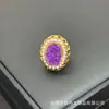 Anillo ajustable con diente de cristal de ágata natural incrustado a mano, joyería vintage de nicho, que conserva el color, ajustable, directo del fabricante