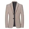 Casaco de Lã Casual Masculino Moda Jovem e Meia-idade Bonito Versátil Quente Lã Moda Marca Blazer
