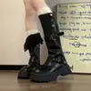 Botas largas para personas menudas con piernas gruesas, nuevo estilo otoño temprano e invierno 2026, botas de montar negras de caña alta con suela gruesa