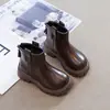 Botas de Cuero para Niños Estilo Otoño e Invierno Calidez con Felpa Botas Martin Estilo Británico para Niñas Suela Suave Antideslizantes Botas Cortas Botas para Niños