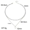 Collar de Acero Inoxidable de Doble Capa con Perlas, Cadena Fina Tipo Paperclip, Cadena para Clavícula Versátil, Joyería de Moda Ins Europea y Americana para Mujer