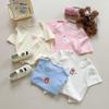 Camiseta de manga corta para bebé, ropa para niño, camiseta holgada de dibujos animados para mujer, novedad de verano 2025, top de algodón estampado a la moda para niño