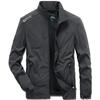 Otoño delgado ajuste normal sin capucha gris juvenil en stock cremallera casual bolsillo lateral con costura chaqueta 1919