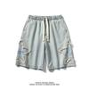 Calças jeans de comércio exterior masculinas, finas, soltas, estilo coreano, da moda, estilo Hong Kong, calças esportivas de rua, tudo combinando