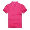 Polo de algodão de manga curta com lapela 200g, disponível em estoque, confortável, respirável, para o verão, cor sólida, trabalho comum, casual, com fenda