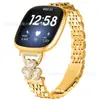 Adequado para Fitbit Versa3 4 Sense2 Trevo de Coração Metal Novo Pequeno Sete Contas Pulseira de Relógio de Aço Inoxidável