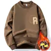 Suéter de Forro Polar para Hombre Primavera y Otoño Top Forro Polar de Doble Cara Marca de Moda Combinable con Todo Forrado de Forro Polar Engrosado Camiseta Base de Manga Larga