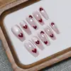 Unhas Usáveis Totalmente Feitas à Mão, Novos Adesivos para Unhas Estilo Gato Dazzling, Produtos Acabados no Atacado, Unhas Postiças Removíveis em Forma de Coração Pintadas à Mão