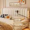 Teclado de Piano Vintage Color Crema Chenilla Flotante Moderno Minimalista Dormitorio Principal Cama Doble Tela de Garra de Gato Cama