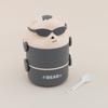 Gafas de Sol Oso Estudiante Lonchera, Apta para Microondas, Lonchera Portátil Infantil de Doble Capa, Lonchera de Plástico para Llevar