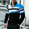 Camisa de Manga Larga Estampada en 3D para Hombre Patrón de Bloques de Color Geométricos Vintage Casual con Botones Ropa para Hombre Transfronteriza Amazon