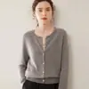 Otoño Invierno 2026 Nuevo Cárdigan de Punto de Cachemir para Mujer de Manga Larga Ropa Exterior Suéter Moda Versátil Holgado Cómodo Cálido