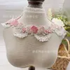 Flor de Rosa Bordada em Renda Multicor Curva Solúvel em Água Acabamento de Renda Solúvel em Água Estilo Chinês Estilo Étnico Acessórios de Renda para Roupas Cheongsam