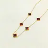 Venta Caliente Transfronteriza Versión de Alta Gama Acero Inoxidable 304 Trébol de Cuatro Hojas Doble Cara Nácar Cinco Flores Collar Joyería de Nicho Venta al por Mayor