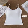 Tecido felpado de outono e inverno, regata lisa versátil para mulheres, simples e elegante, efeito emagrecedor, com bojos de látex embutidos, alças finas e uma base quente.