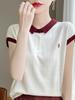 Camiseta de Punto de Seda Helada de Manga Corta para Mujer 2025 Nueva Moda Pequeña Lel Reductora de Edad Talla Grande Top de Verano para Mujer
