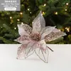 Novo Produto de Natal Enfeite de Árvore de Natal Lantejoulas Douradas Brilhantes Decorações de Flores de Natal de Renda Feitas à Mão