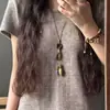 Colar com pingente de estrela-do-mar étnico de cerâmica estilo chinês, corrente de suéter vintage para clavícula, acessório estilo coreano