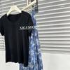Camiseta de Manga Corta con Cuello Redondo de Lana Tencel para Mujer Verano Segmentación Tridimensional Minimalista Combinable Ajuste de Hombros Top Interior