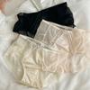 Ropa interior femenina de satén de seda helada, estilo francés, con encaje sexy, estilo Pure Desire, 2024, nuevo estilo, calzoncillos de cintura de malla para mujer.