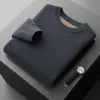 Nuevo Suéter de Lana 100% Puro para Primavera y Otoño, Cuello Redondo para Hombre, Capa de Aire, Suéter de Lana Engrosado, Jersey, Suéter Básico, Suéter de Punto