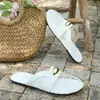 Pantuflas planas de malla transpirable para mujer con punta cerrada, medias pantuflas tipo Mary Jane de red en talla grande, nuevo modelo de comercio exterior con punta cerrada y transpirables