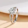 Anillo de Zirconia Imitación Moissanita Ocho Corazones y Ocho Flechas para Mujeres y Hombres Anillo de Boda de Seis Garras Transfronterizo Douyin Kuaishou Celebridad de Internet Transmisión en Vivo Venta al por Mayor