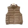 Chaleco de algodón con cuello alto y cremallera de otoño e invierno en stock para mujer, estilo corto con dobladillo de cordón, chaleco casual sin mangas para capas