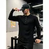 Estilo Old Money, camisa Henley de manga larga para hombre, colección de otoño, sudadera gruesa a rayas, creando un look sofisticado y elegante, top retro americano