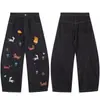 Pantalones de Mezclilla de Pierna Ancha Estilo Retro Americano Unisex Nuevos Primavera y Otoño 2025 Rectos Holgados de Longitud Completa con Bordado de Perro