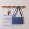 Bolso Tejido de Algodón Simple Estilo Coreano para Mujer, Nuevo Bolso de Paja Crochet Hecho a Mano de Color Sólido, Bolso de Playa para Vacaciones en la Costa