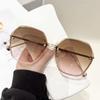 Gafas de Sol Redondas Sin Marco de Borde Cortado Anti-UV Nuevas Europeas y Americanas 2026, Gafas de Sol Modernas y Elegantes para Mujeres con Caras Grandes, Efecto Adelgazante