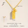 Collar Colgante de Barra de Oro Pequeña Cuadrada Hielo Triturado Oro Brillante 24K, Cadena Clavicular de Lujo Ligero para Mujer, Mismo Estilo que la Tienda de Oro Puzuo