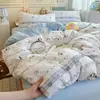 Juego de ropa de cama de cuatro piezas de gasa de doble capa Clase A 100% algodón, funda de edredón de algodón puro, sábana bajera y funda de edredón, modelo nuevo para dormitorios estudiantiles, juego de tres piezas 4