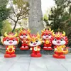 Escultura de Fibra de Vidrio del Año del Dragón, Escultura Roja de Dibujos Animados para Zona de Unidad Étnica al Aire Libre, Adorno de Paisaje de Pequeño Dragón