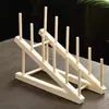Estoque de Fábrica Rack Criativo de Madeira para Pratos, Tigelas e Pratos Rack de Armazenamento de Madeira Maciça para Utensílios de Cozinha