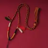 Cordón de collar de cuerda de algodón tejido a mano estilo Tíbet, cordón para colgar colgante del dios de la riqueza de cinco vías, accesorio de amuleto budista thangka con borlas