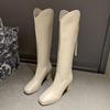 Botas de Cavaleiro com Zíper Traseiro Estilo Popular da Moda Emagrecedoras Moda Versátil Botas de Cano Alto Nova Tendência de Moda Outono Inverno 2025