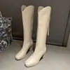 Botas de Cavaleiro com Zíper Traseiro Estilo Popular da Moda Emagrecedoras Moda Versátil Botas de Cano Alto Nova Tendência de Moda Outono Inverno 2025