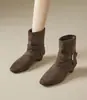 Estilo retrô francês, com aumento de altura, botins para outono/inverno, botinhas curtas da moda, novos estilos de botas femininas, botas estilo Martin da moda 2026