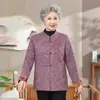 Nova Roupa Feminina de Outono 2026 Tamanho Grande para Mulheres de Meia-Idade e Idosas: Casaco Bordado de Comprimento Médio com Gola Alta Estilo Tang para Avó de 70 Anos