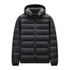 Chaqueta de Plumón para Hombre 2026 Otoño/Invierno, Capucha Desmontable, 90% Plumón de Pato, Cálida, Ligera Casual Juvenil, Moderna