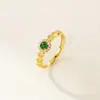 Anillo de Moneda de Cobre Incrustado con Diamantes de Jade Plata de Ley S925 Estilo Ins Simple Exquisito Diseño de Nicho Anillo para el Dedo R03777