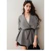 Chaqueta Suéter de Lujo con Solapa Grande Otoño Nuevo Diseño Mangas de Linterna Sueltas Color Sólido Ropa de Abrigo