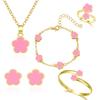 Cross-border Hot-selling Five-pétala Flor Jóias terno das mulheres Simples Placa Lucky Flower Colar All-match Pulseira Brincos Conjunto de 5 peças